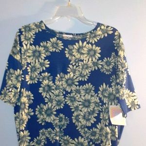 NWT Lularoe Blue Green Floral Irma Top Sz XXS